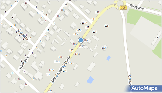 Skierniewice, Skłodowskiej-Curie Marii, 178, mapa Skierniewic