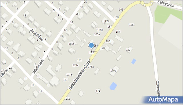 Skierniewice, Skłodowskiej-Curie Marii, 183, mapa Skierniewic