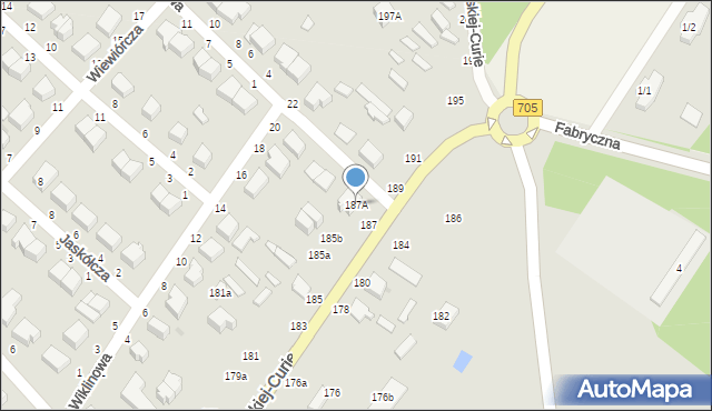 Skierniewice, Skłodowskiej-Curie Marii, 187A, mapa Skierniewic