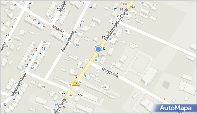 Skierniewice, Skłodowskiej-Curie Marii, 80a, mapa Skierniewic