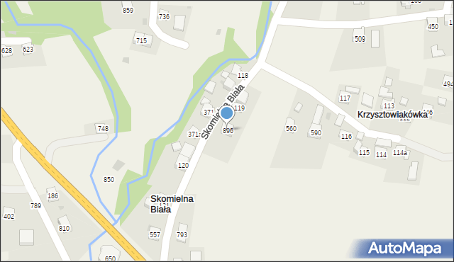Skomielna Biała, Skomielna Biała, 119a, mapa Skomielna Biała