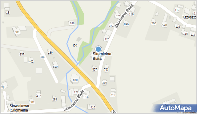 Skomielna Biała, Skomielna Biała, 121, mapa Skomielna Biała