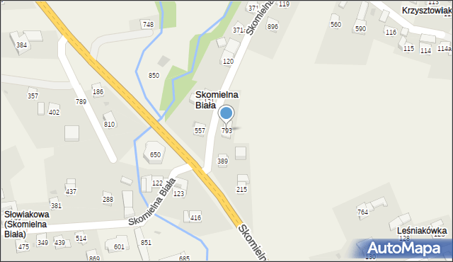 Skomielna Biała, Skomielna Biała, 793, mapa Skomielna Biała