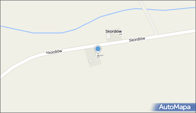 Skordiów, Skordiów, 15, mapa Skordiów