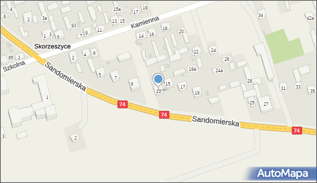 Skorzeszyce, Skorzeszyce, 98a, mapa Skorzeszyce