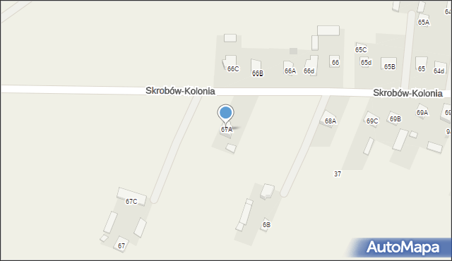 Skrobów-Kolonia, Skrobów-Kolonia, 67A, mapa Skrobów-Kolonia