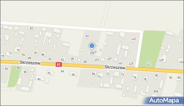 Skrzeszew, Skrzeszew, 101, mapa Skrzeszew