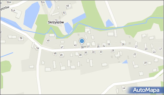 Skrzyszów, Skrzyszów, 39, mapa Skrzyszów