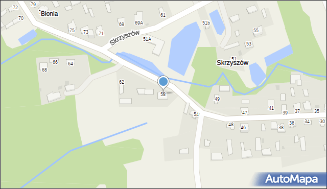 Skrzyszów, Skrzyszów, 58, mapa Skrzyszów