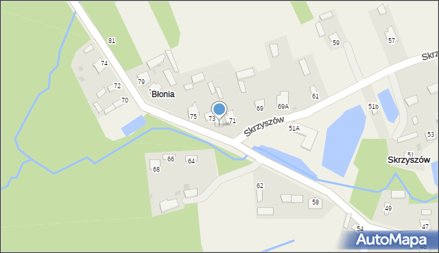 Skrzyszów, Skrzyszów, 73A, mapa Skrzyszów