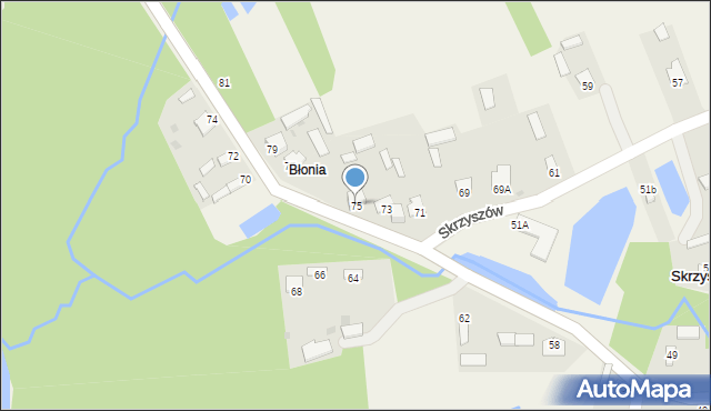 Skrzyszów, Skrzyszów, 75, mapa Skrzyszów