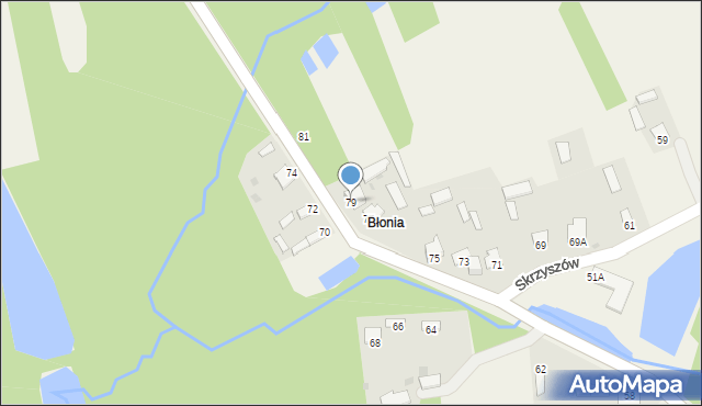 Skrzyszów, Skrzyszów, 79, mapa Skrzyszów