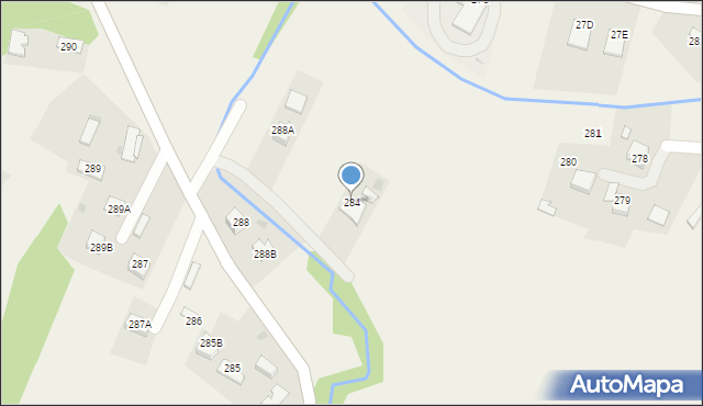 Skrzyszów, Skrzyszów, 284, mapa Skrzyszów