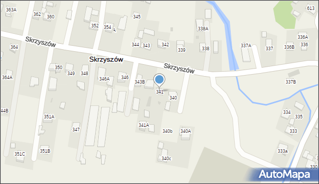 Skrzyszów, Skrzyszów, 341, mapa Skrzyszów