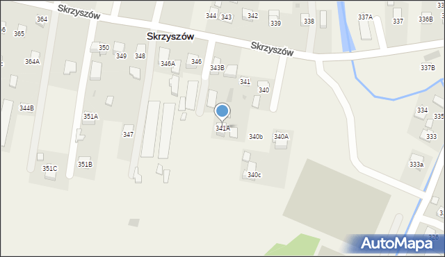 Skrzyszów, Skrzyszów, 341A, mapa Skrzyszów