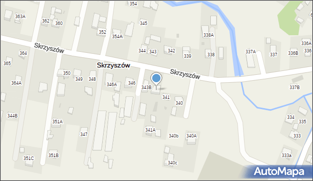 Skrzyszów, Skrzyszów, 343A, mapa Skrzyszów