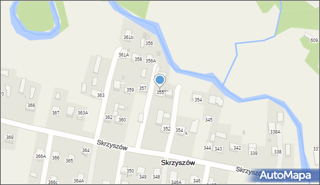 Skrzyszów, Skrzyszów, 355, mapa Skrzyszów