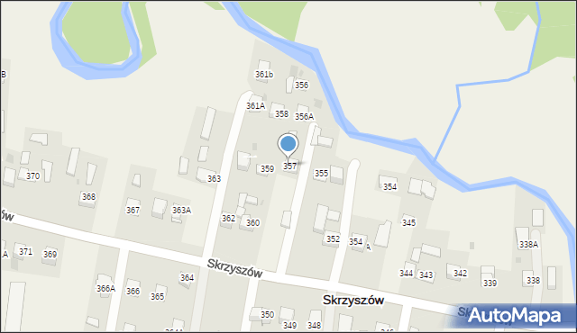 Skrzyszów, Skrzyszów, 357, mapa Skrzyszów