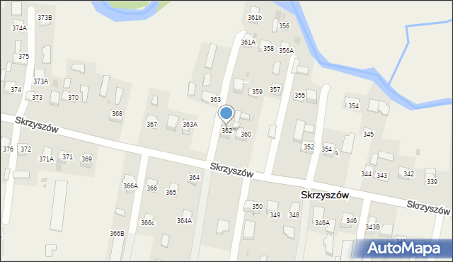 Skrzyszów, Skrzyszów, 362, mapa Skrzyszów