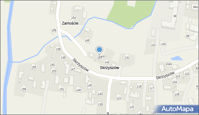 Skrzyszów, Skrzyszów, 143, mapa Skrzyszów