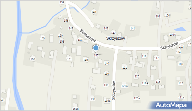 Skrzyszów, Skrzyszów, 145, mapa Skrzyszów