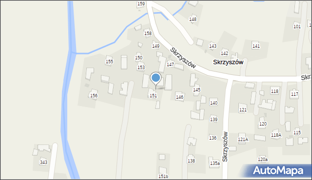 Skrzyszów, Skrzyszów, 152, mapa Skrzyszów