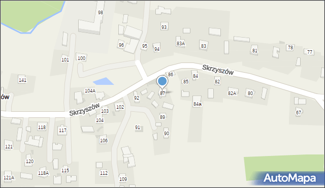 Skrzyszów, Skrzyszów, 87, mapa Skrzyszów