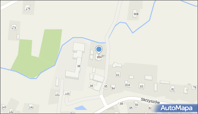 Skrzyszów, Skrzyszów, 96A, mapa Skrzyszów