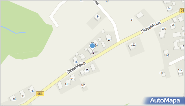 Sosnowice, Skawińska, 14, mapa Sosnowice