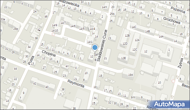 Sosnowiec, Skłodowskiej-Curie Marii, 12A, mapa Sosnowca