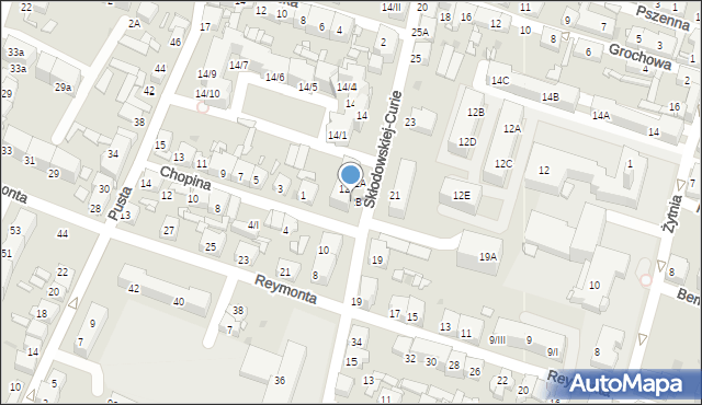 Sosnowiec, Skłodowskiej-Curie Marii, 12B, mapa Sosnowca