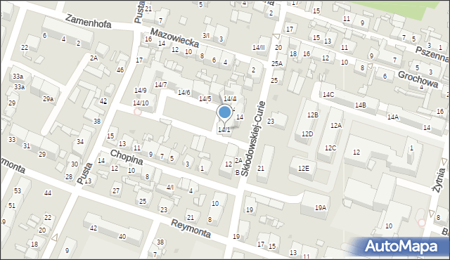 Sosnowiec, Skłodowskiej-Curie Marii, 14/1, mapa Sosnowca