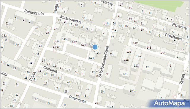 Sosnowiec, Skłodowskiej-Curie Marii, 14/2, mapa Sosnowca