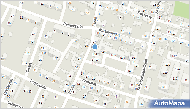 Sosnowiec, Skłodowskiej-Curie Marii, 14/9, mapa Sosnowca