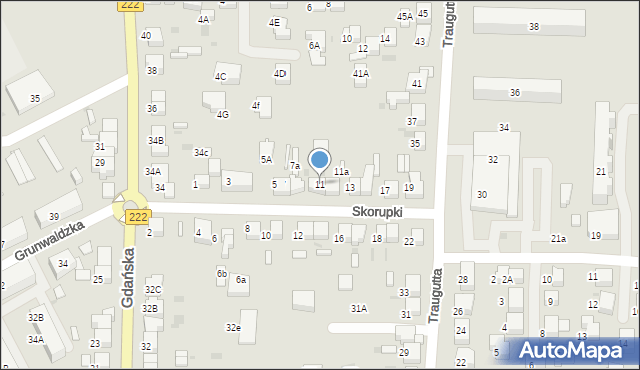 Starogard Gdański, Skorupki Ignacego Jana, ks., 11, mapa Starogard Gdański