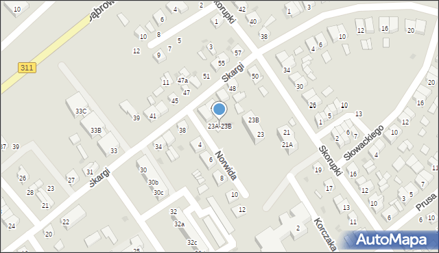 Stęszew, Skargi Piotra, ks., 23A-23B, mapa Stęszew
