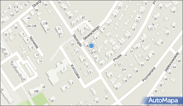 Stęszew, Skorupki Ignacego Jana, ks., 12, mapa Stęszew