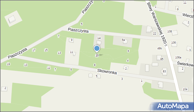 Strachów, Skowronka, 10, mapa Strachów