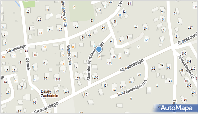 Strzyżów, Skarbka-Kruszewskiego, gen., 2, mapa Strzyżów