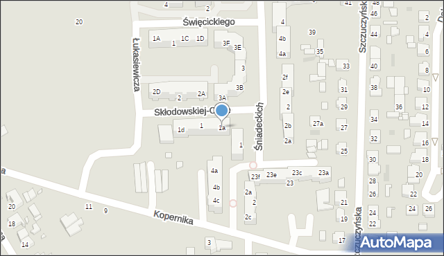 Szamotuły, Skłodowskiej-Curie Marii, 1a, mapa Szamotuły