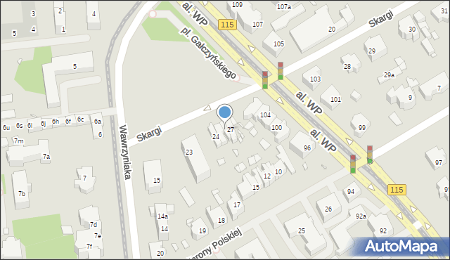 Szczecin, Skargi Piotra, ks., 26, mapa Szczecina