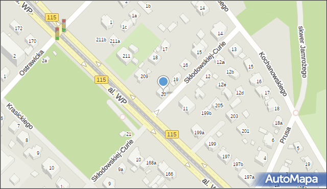 Szczecin, Skłodowskiej-Curie Marii, 20, mapa Szczecina