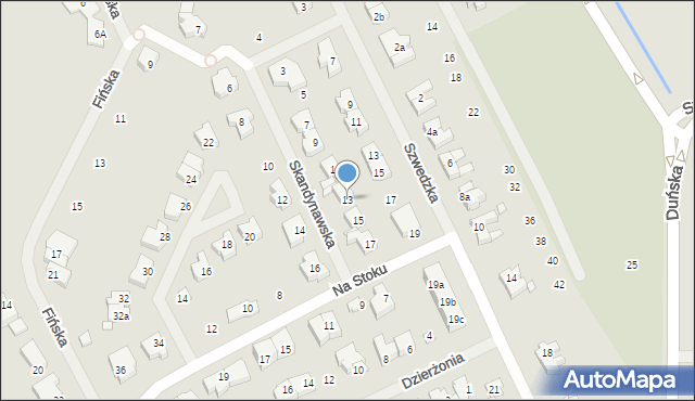 Szczecin, Skandynawska, 13, mapa Szczecina