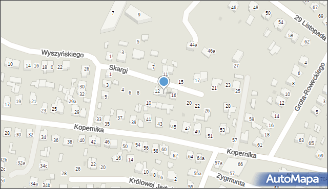 Tomaszów Lubelski, Skargi Piotra, ks., 14, mapa Tomaszów Lubelski