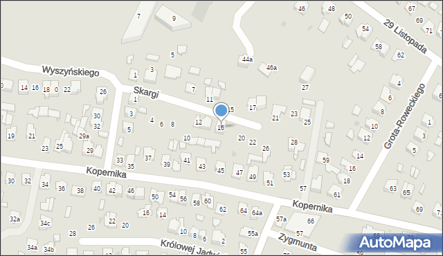 Tomaszów Lubelski, Skargi Piotra, ks., 16, mapa Tomaszów Lubelski