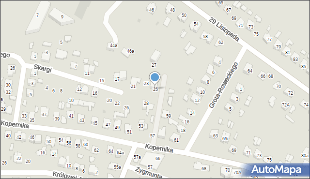 Tomaszów Lubelski, Skargi Piotra, ks., 25, mapa Tomaszów Lubelski