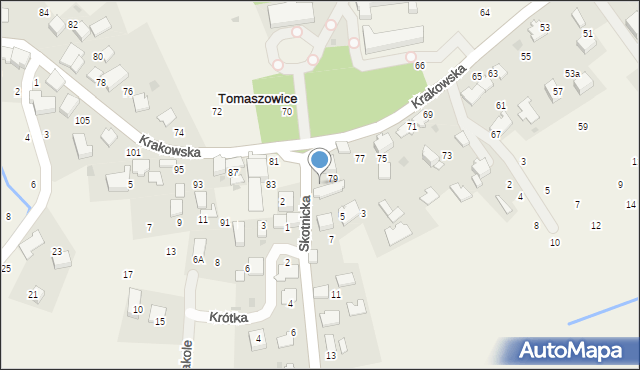 Tomaszowice, Skotnicka, 1, mapa Tomaszowice