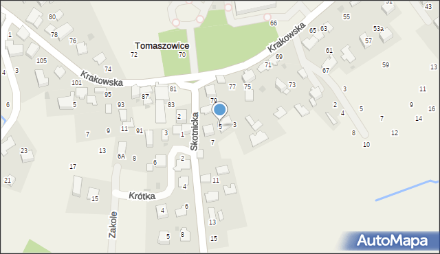 Tomaszowice, Skotnicka, 5, mapa Tomaszowice