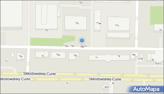 Toruń, Skłodowskiej-Curie Marii, 75k, mapa Torunia