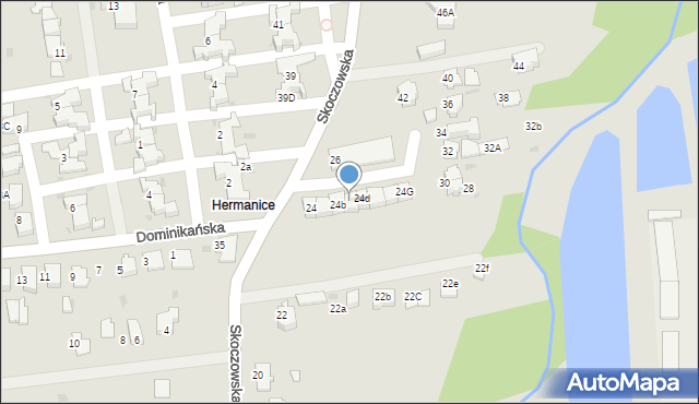 Ustroń, Skoczowska, 24c, mapa Ustroń